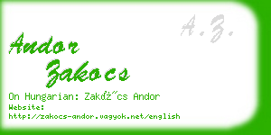 andor zakocs business card